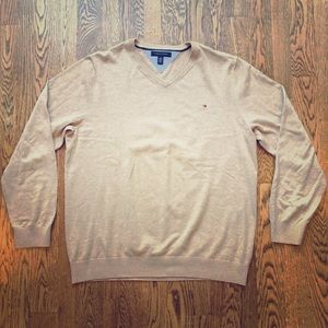 Beige V-Neck Sweater by Tommy Hilfiger